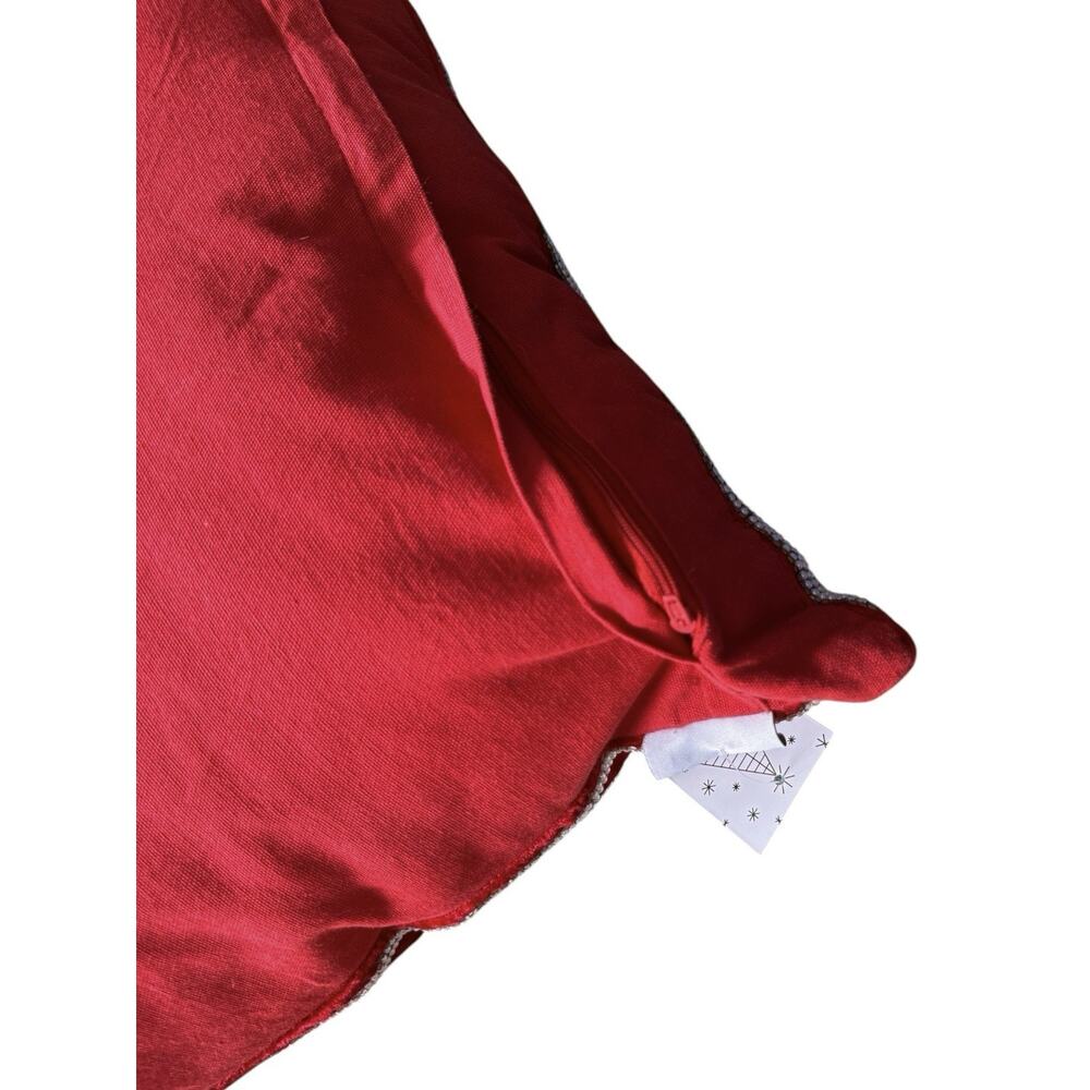 34th & Pine Red Velour Christmas Throw Pillow Crystal Beaded Snowflake 19” Zip - Picture 14 of 14
